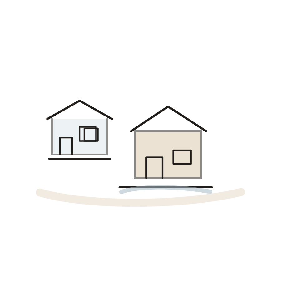 Editorial parcel diagram comparing a detached ADU area with an existing garage conversion area.