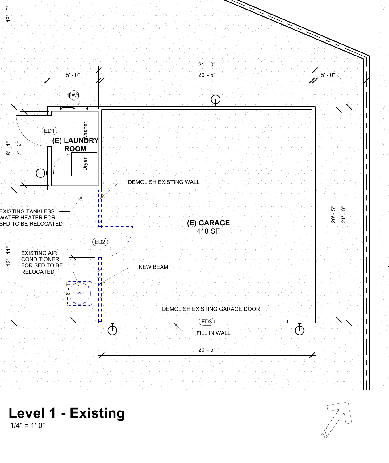 Existing garage plan from the South Gate ADU project