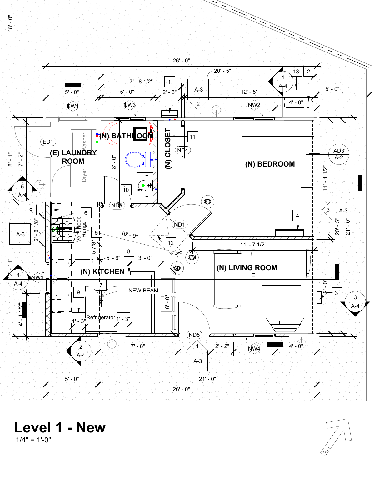 Proposed floor plan for the South Gate garage conversion ADU
