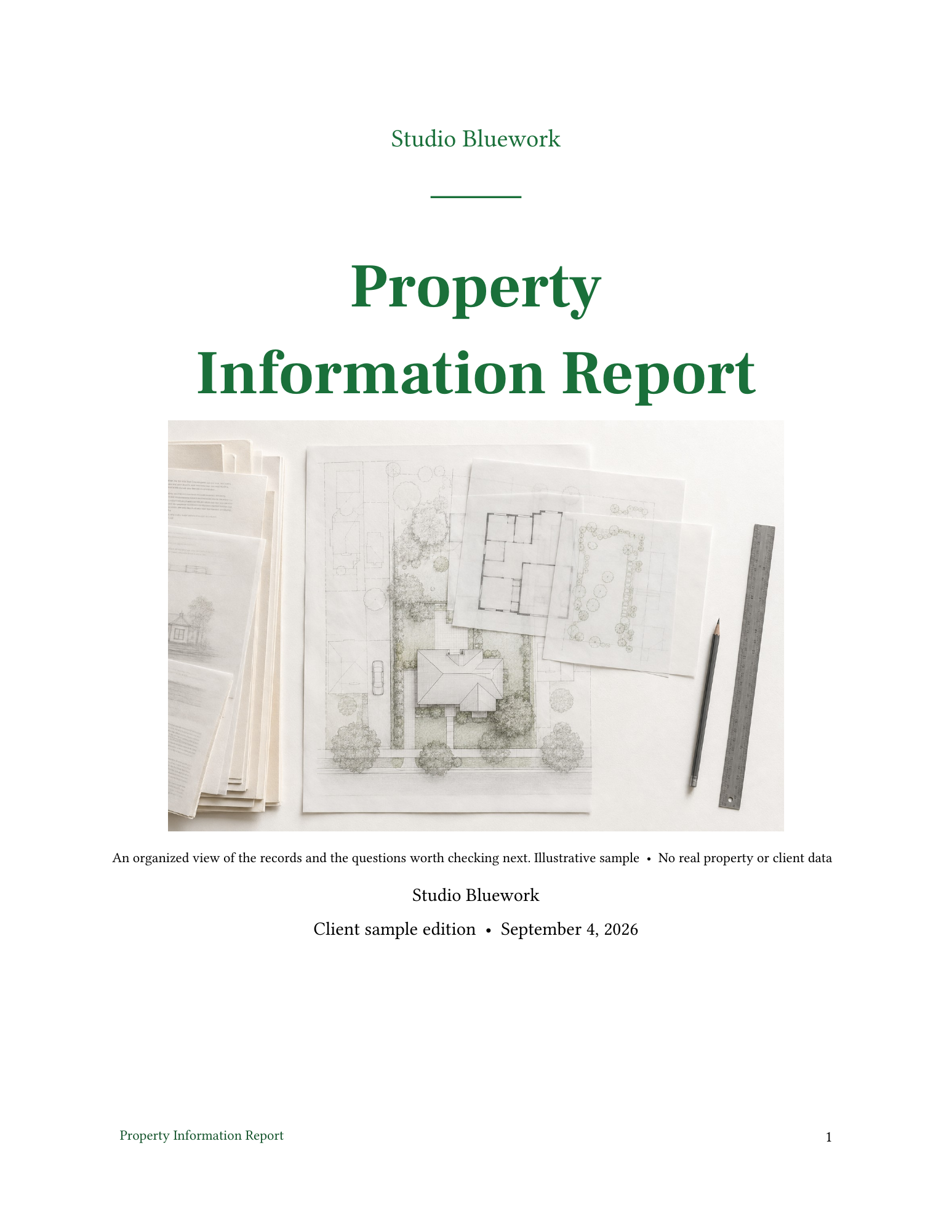 New Property Information Report cover with a detailed property research illustration